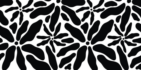 Natural hand drawn pattern design with leaves branch, flower. Simple contemporary style illustrated Design for fabric, print, cover, banner, wallpaper.