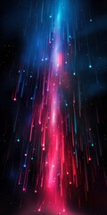 Fototapeta na wymiar Colorful space rain background with colorful rays drawn on the dark, in the style of light crimson and blue, light black and pink, smooth and shiny, realistic lighting, light emerald and crimson,