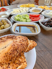 traditional turkish breakfast on table