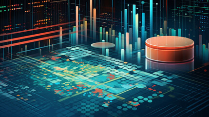 Business stock market, trading, info graphic with animated graphs, charts and data numbers insight analysis to be shown on monitor display screen for business