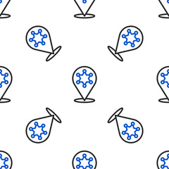 Line Hexagram sheriff icon isolated seamless pattern on white background. Police badge icon. Colorful outline concept. Vector