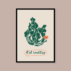 Minimalist hand drawn vegan vector illustration collection. Art for postcards, branding, logo design, background.