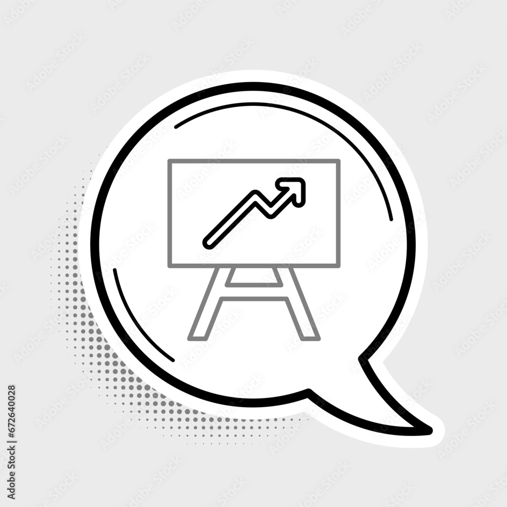 Poster line board with graph chart icon isolated on grey background. report text file icon. accounting sign