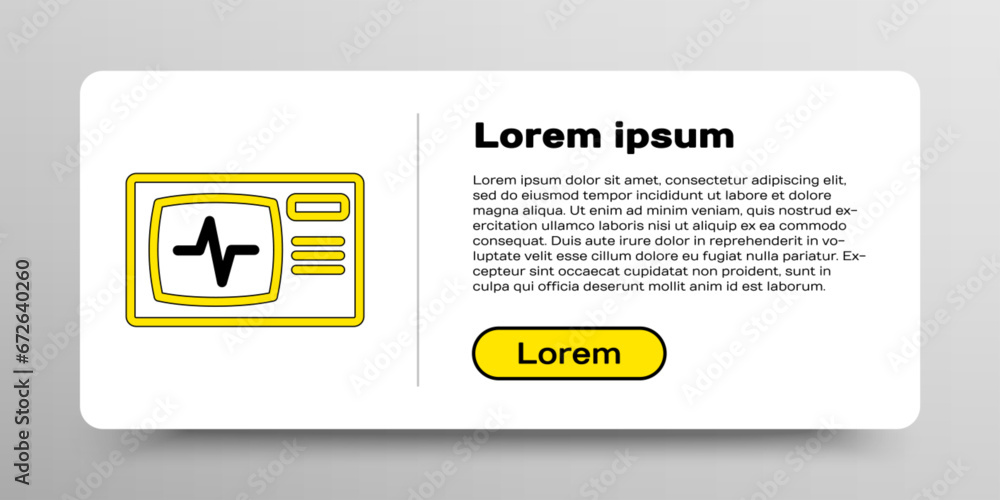 Poster line computer monitor with cardiogram icon isolated on white background. monitoring icon. ecg monito