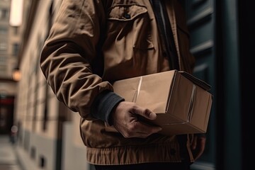 Crop man with book on street
