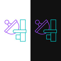 Line Radar icon isolated on white and black background. Search system. Satellite sign. Colorful outline concept. Vector