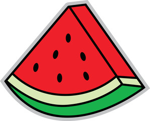 Hand drawn Slice of watermelon on white background 