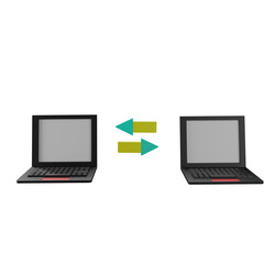 3 D illustration of  laptop connected