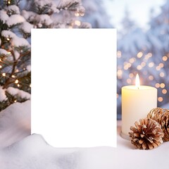 Naklejka na ściany i meble Christmas Mockup for Greeting Card, postcard, invitation, Empty space, Seasons greetings template