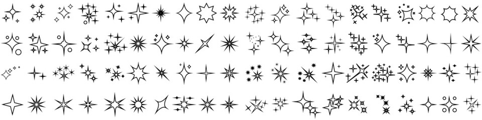 Sparkles icon vector set. Twinkling stars illustration sign collection. Shining burst symbol. Star logo.