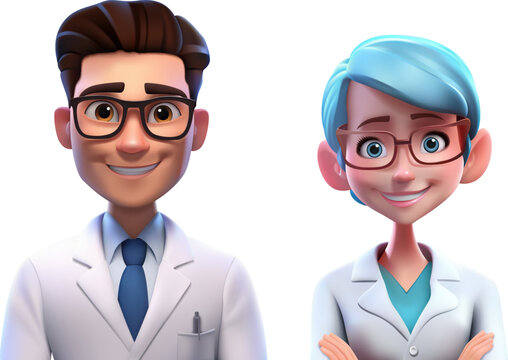 3d doctors avatars. Male and female medical character, detailed professional therapists, cartoon hospital staff portraits, vector set
