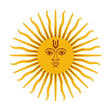Lord Surya (sun) vector icon with face and tilak.