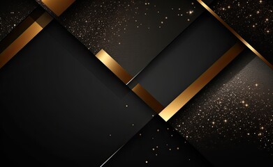 Black and gold shiny geometric background