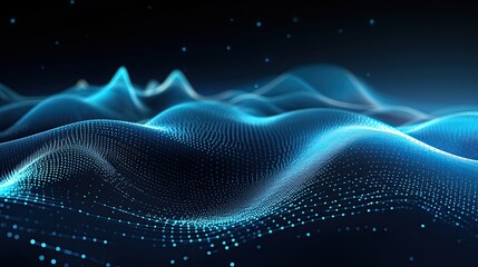 Blue digital wave with dots. Technology background
