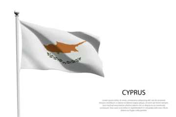 Foto op Canvas National flag Cyprus waving on white background © Katyam1983