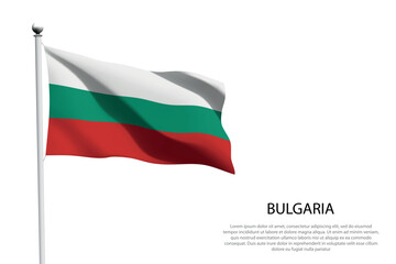 National flag Bulgaria waving on white background - obrazy, fototapety, plakaty