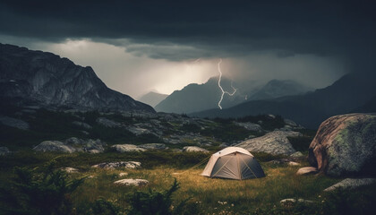 Camping in the wilderness area, surrounded by beauty in nature generated by AI