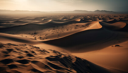 Tranquil scene Majestic sand dunes ripple in arid African heat generated by AI