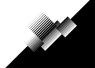 Vector transition from black to white with abstract striped geometric shapes. For covers, interior decor, printing, Modern vector background