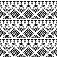 Fototapeta premium Ethnic southwest tribal Navajo ornamental seamless pattern fabric black and white design for textile printing