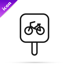 Black line Bicycle parking icon isolated on white background. Vector