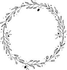 Floral wreath minimal design for wedding invitation or brand logo.
- 672650064