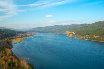 View of the Yenisei River from the observation deck "Tsart Fish"