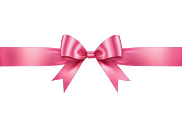 Realistic Pink Satin Bow with Horizontal Ribbon Line and Shadow, Perfect for Enhancing Your Valentine's Card