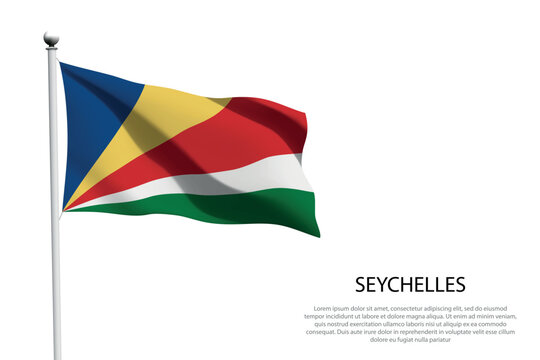 National flag Seychelles waving on white background