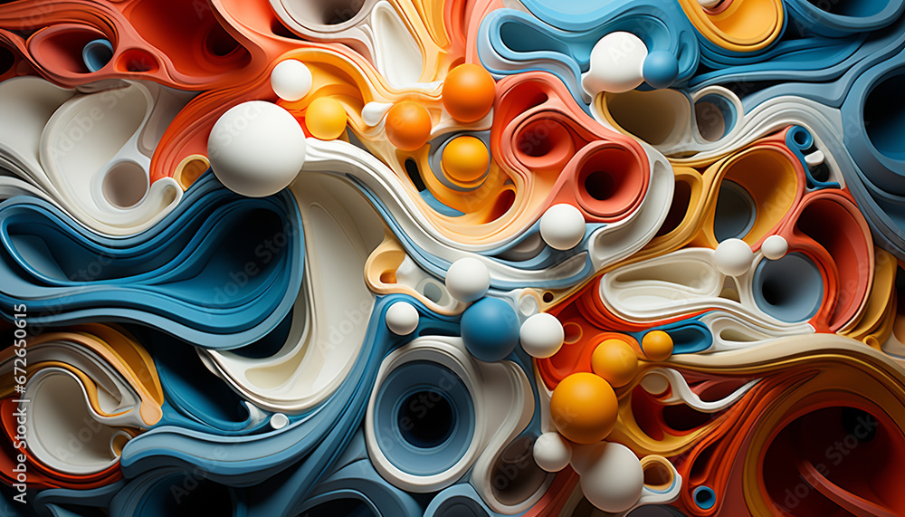 Aufkleber vibrant colors shape a futuristic wave pattern in a modern backdrop generated by ai