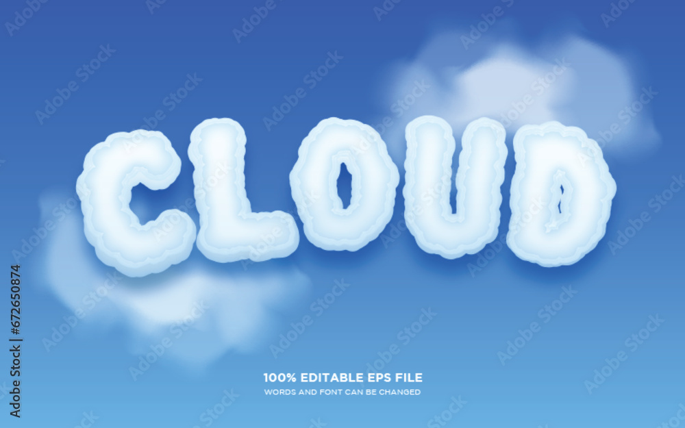 Poster cloud 3d editable text style effect