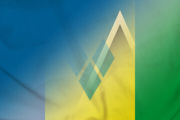 Saint Lucia and Saint Vincent and the Grenadines state flag international contract VCT LCA - obrazy, fototapety, plakaty