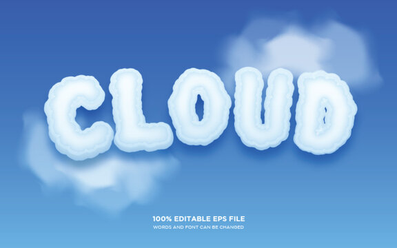 Cloud 3D editable text style effect	