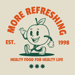 Orange cartoon character illustration in vintage style