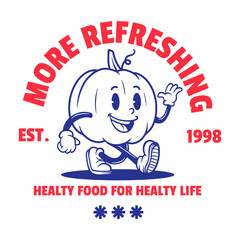 Pumpkin cartoon character illustration in vintage style