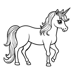 Obraz na płótnie Canvas Unicorn coloring page outline drawing for kids