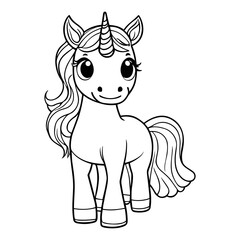 Unicorn coloring page outline drawing for kids