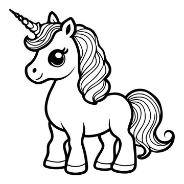 Coloring page unicorn outline drawing for kids