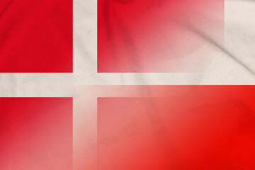 Fototapeta premium Denmark and Poland political flag transborder relations POL DNK