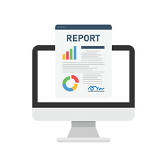 Report document icon in flat style. Dashboard plan vector illustration on isolated background. Analysis sign business concept.