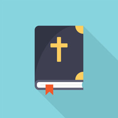 Obraz premium Holy bible icon in flat style. Christianity book vector illustration on isolated background. Religion sign business concept.