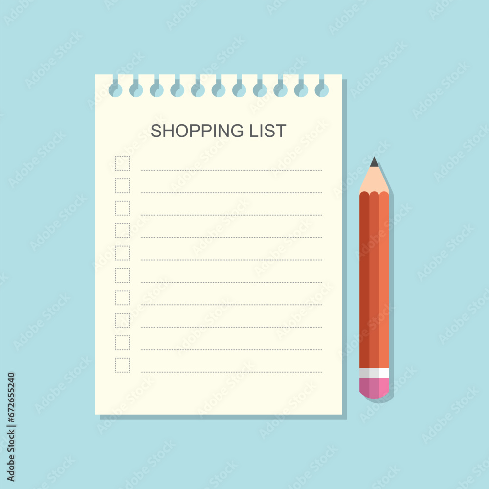Poster shopping list icon in flat style. memo pages vector illustration on isolated background. daily plann