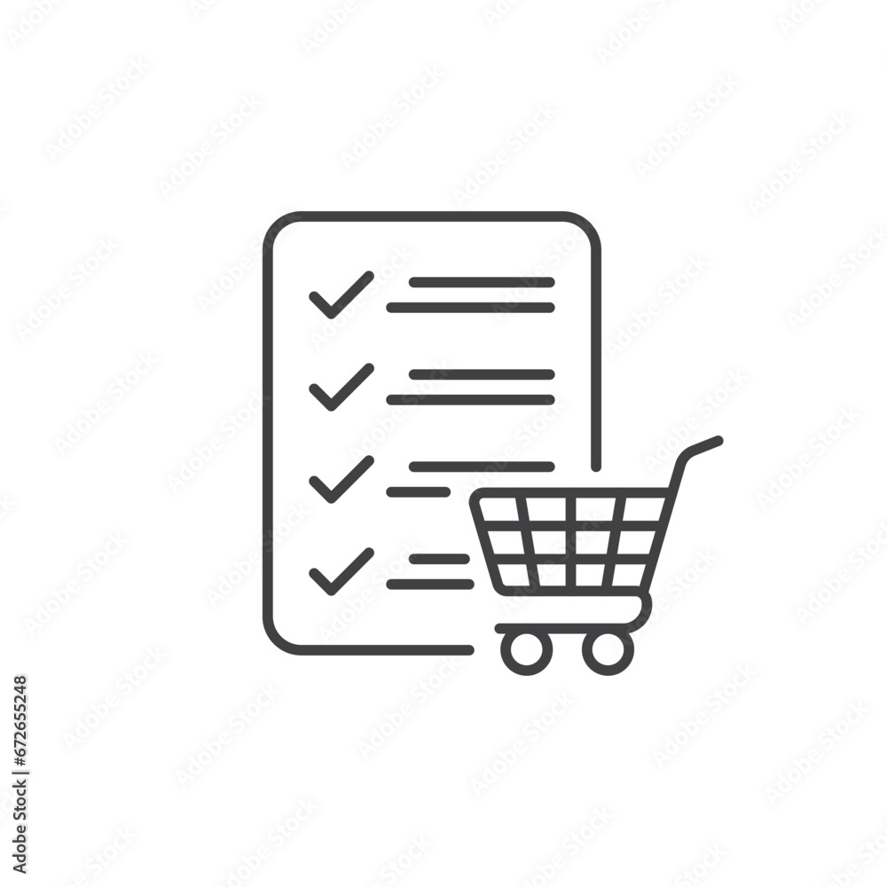 Poster shopping list icon in flat style. memo pages vector illustration on isolated background. daily plann