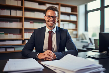 Confident Business Executive Ready for a Meeting in a Well-Organized Office Space