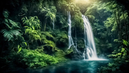 Paesaggio Tropicale Sereno- La Magia di una Cascata