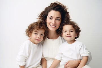 mother with children smiling family photo.