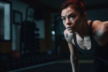 Fototapeta na wymiar healthy young female athlete training at gym