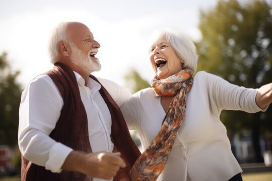 healthy and active senior citizens enjoying retirement life