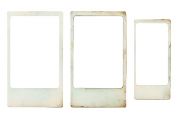 Set of three vintage photo frames isolated on transparent background, photo frames in different formats, graphic design elements, png. - obrazy, fototapety, plakaty