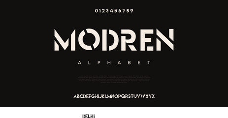 Modern abstract digital alphabet colorful font minimal technology typography creative urban. vector illustration